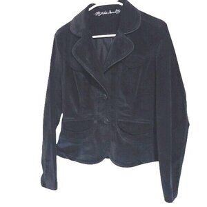 Black Velvet Kikit Jeans Jacket With Button Closure & Pockets - Womens Size M -